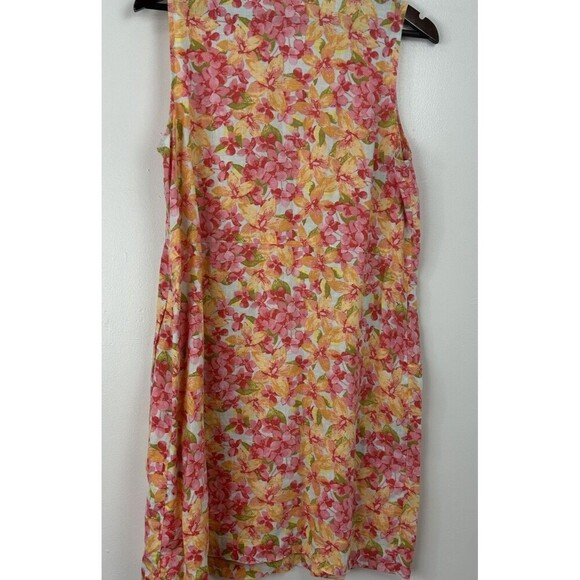 J Jill Love Linen Floral Sleeveless Natural Organic Tank Dress MP Petite 1103R4 - Picture 6 of 12